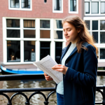 **

"A young woman, fully clothed in stylish casual attire suitable for a Dutch city, stands confidently in front of a canal house in Amsterdam. She's holding sheet music. The scene is bathed in soft, natural daylight.  Safe for work. Appropriate content. Perfect anatomy, correct proportions, natural pose, well-formed hands, proper finger count. High quality, professional photography, modest clothing, family-friendly."

**